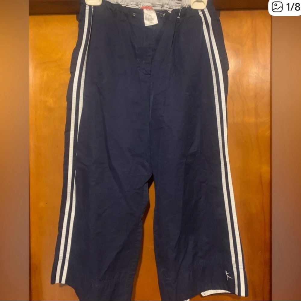 Navy Blue Track Pants with White Stripes